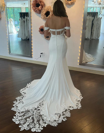 Mermaid Off The Shoulder Long Wedding Dress