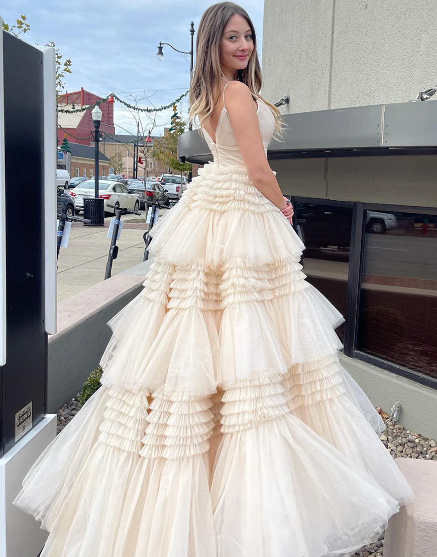 Tiered Long Tulle Princess Prom Dress