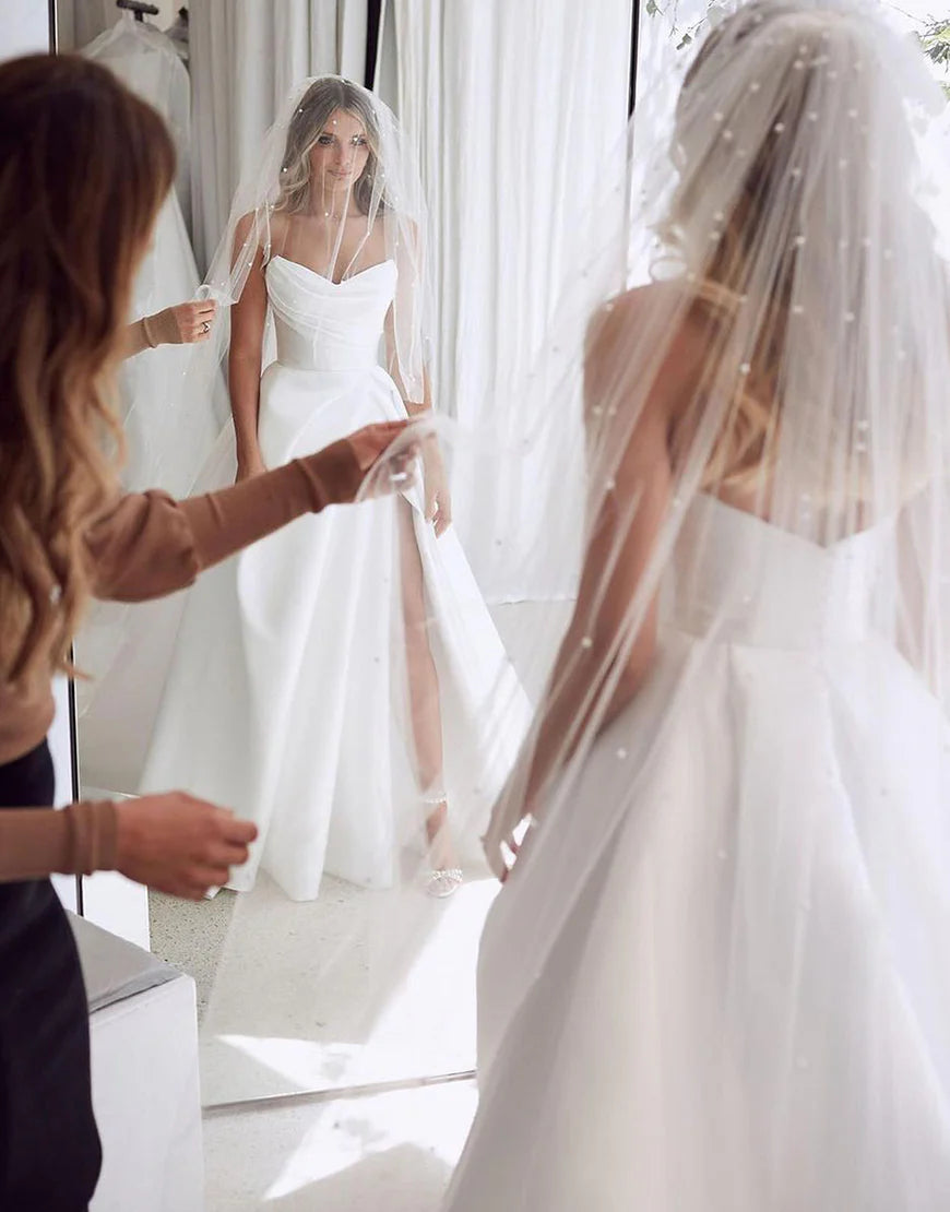 Sweetheart Satin Simple Wedding Dress
