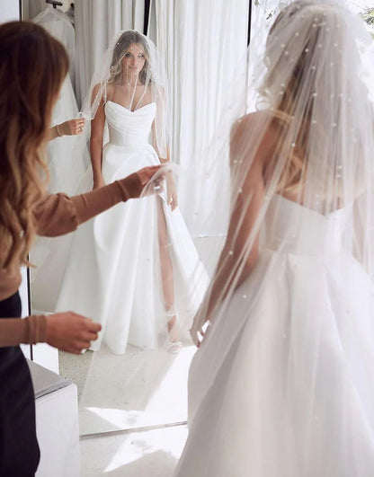 Sweetheart Satin Simple Wedding Dress