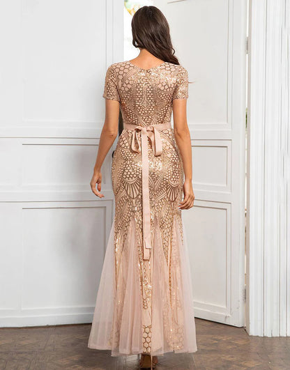 Blush Sequins Mother of the Bride Dress