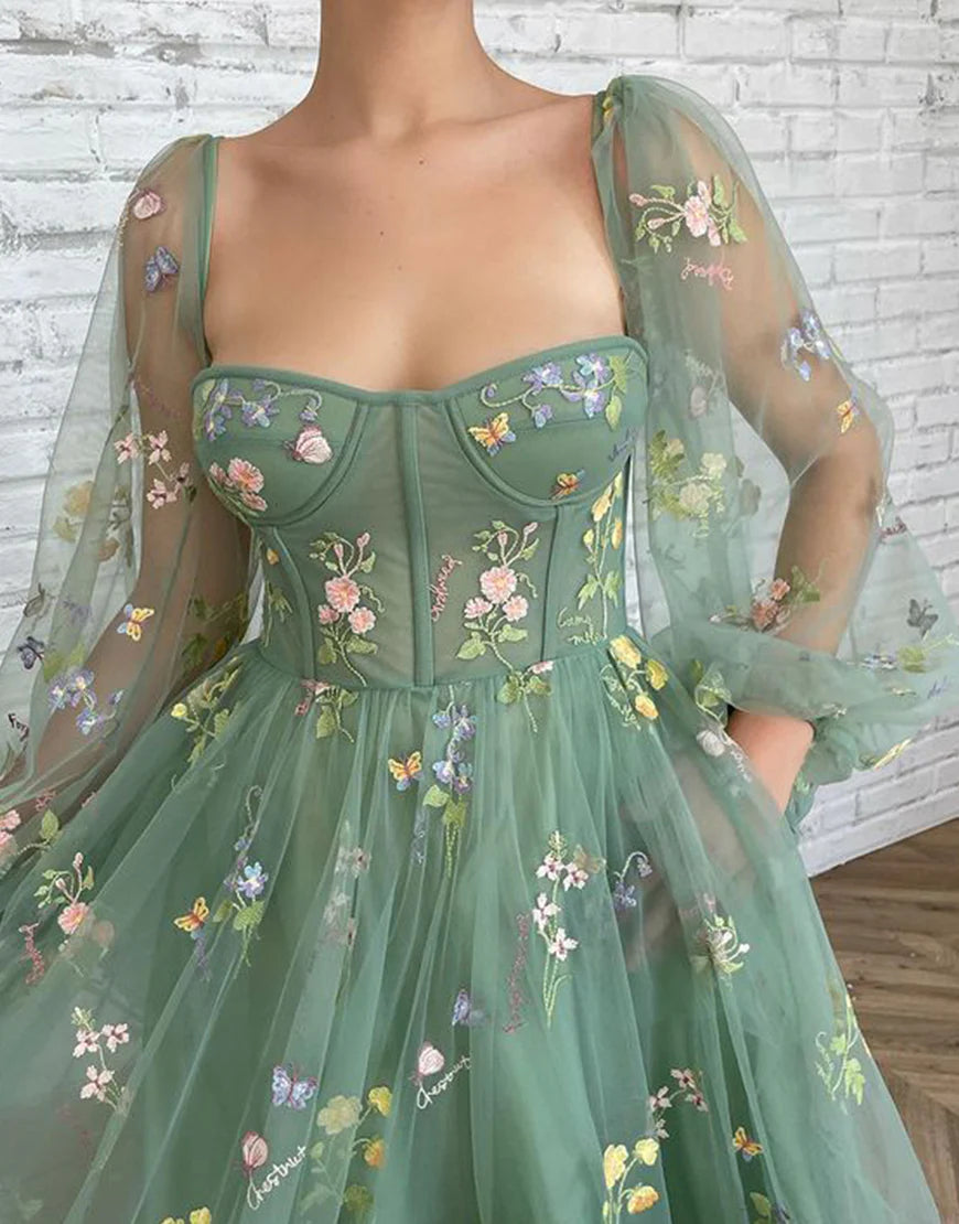 Floral Tulle Homecoming Dress