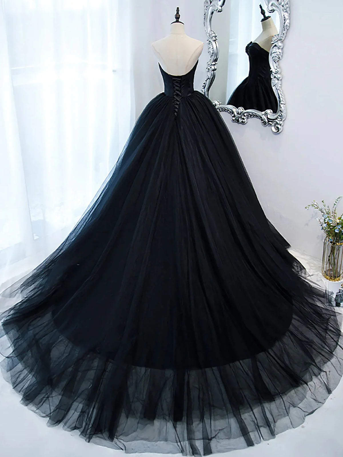 A Line Sweetheart Princess Tulle Long Prom Dress