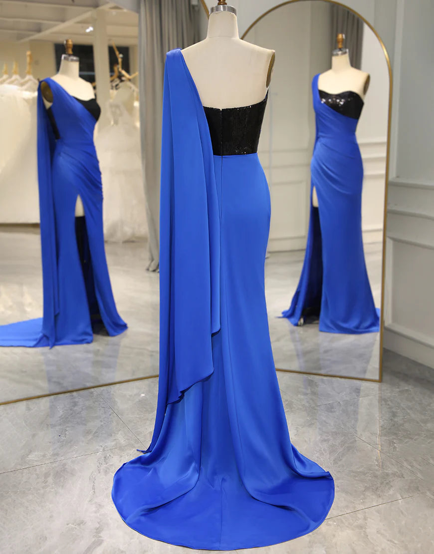 Mermaid One Shoulder Long Prom Dress With Split