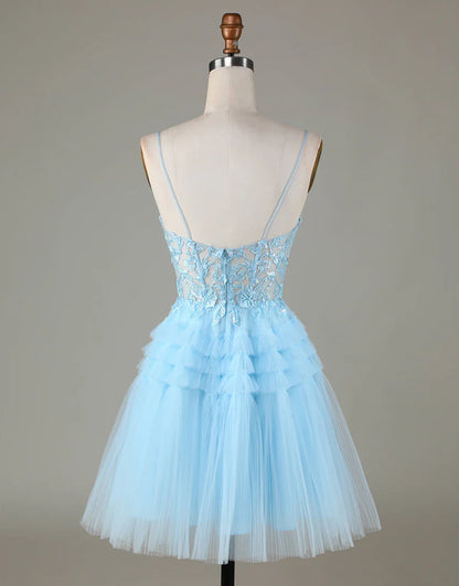 A Line Glitter Cute Homecoming Dress with Appliques