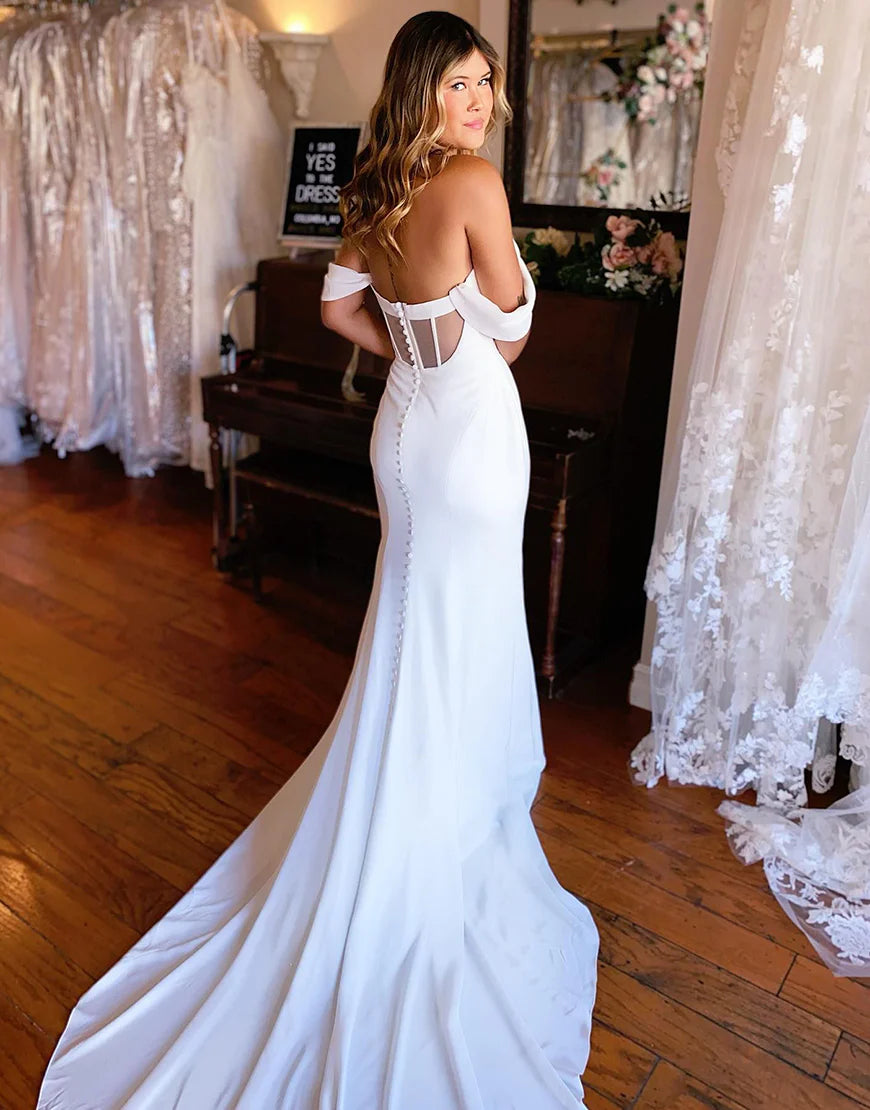 Off the Shoulder Mermaid Boho Wedding Dress