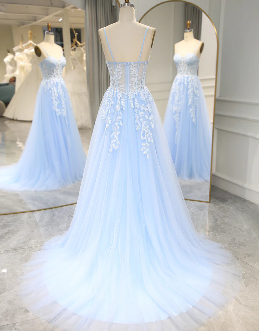Long Corset Appliqued Prom Dress With Split