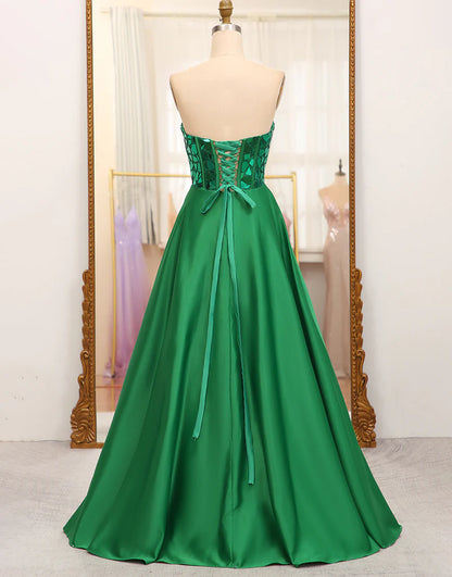 A Line Sweetheart Mirror Long Prom Dress