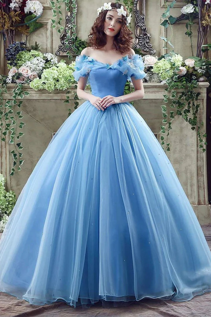 Princess Off-the-shoulder Butterfly Tulle Ball Gown