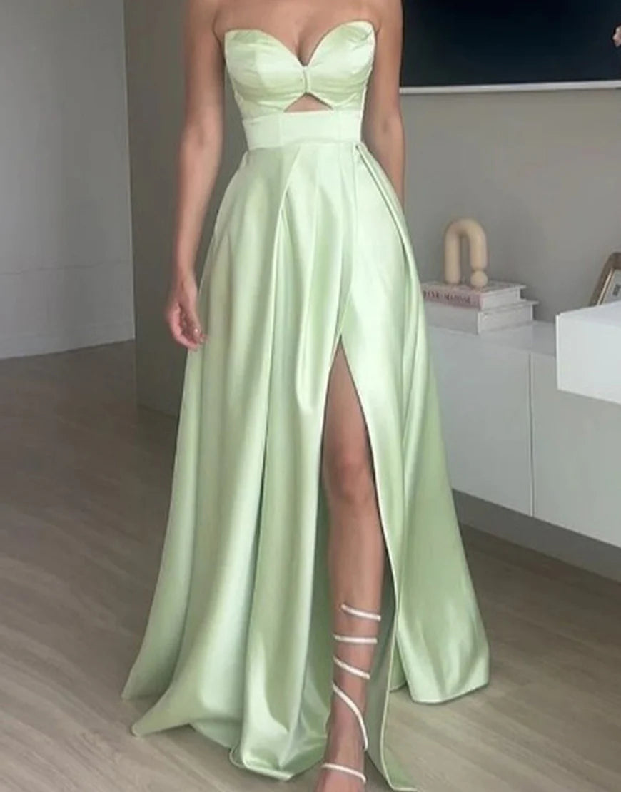 Strapless Satin Long Prom Dress