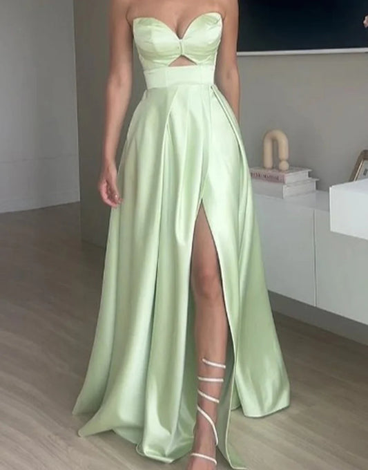 Strapless Satin Long Prom Dress