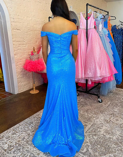 Mermaid Long Off Shoulder Prom Dress With Split