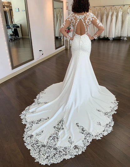 Mermaid Long Sleeves Lace Wedding Dress