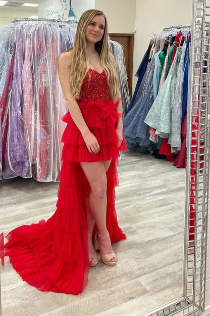 Sweetheart Multi-tiered High-low Prom Dress