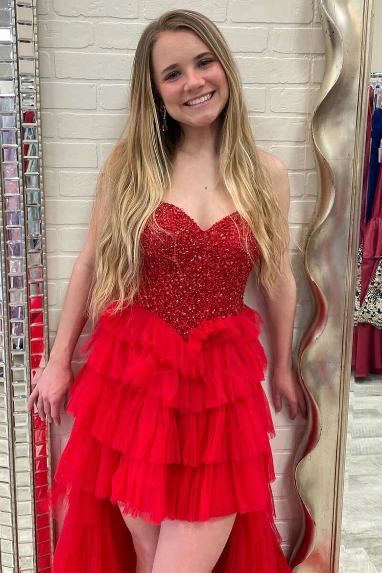 Sweetheart Multi-tiered High-low Prom Dress