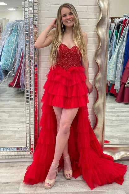 Sweetheart Multi-tiered High-low Prom Dress