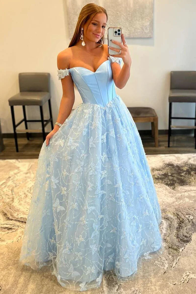 Sweetheart Off-the-Shoulder A-line Prom Dress