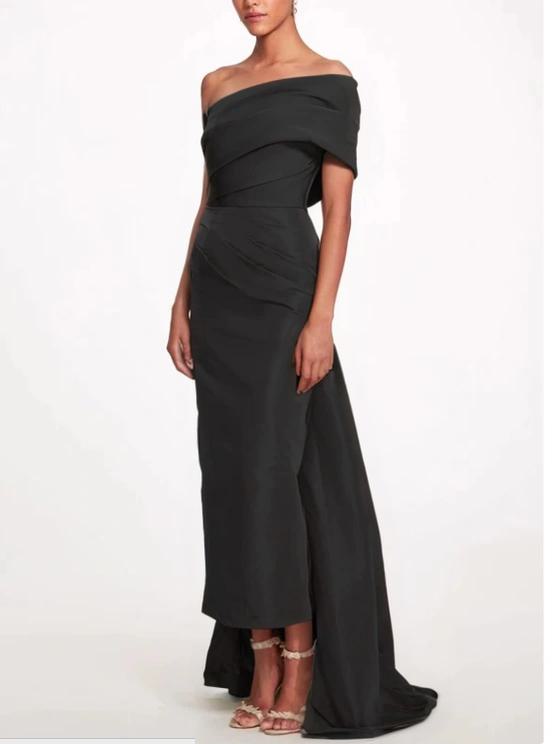 Sheath / Column Evening Gown Elegant Dress Formal Prom Sweep / Brush Train Sleeveless One Shoulder Taffeta Backless with Bow(s) Strappy Party Dresses Wedding Guest Dresses