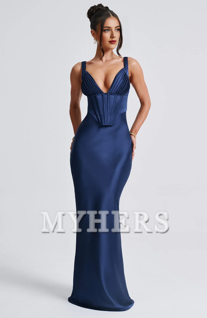 Elegant Mermaid Pleated Cups Adjustable Shoulder Straps Dresses Bridesmaid Dresses Wedding Guests Dresses