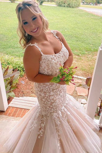 Trumpet  Appliques Long Formal Dress
