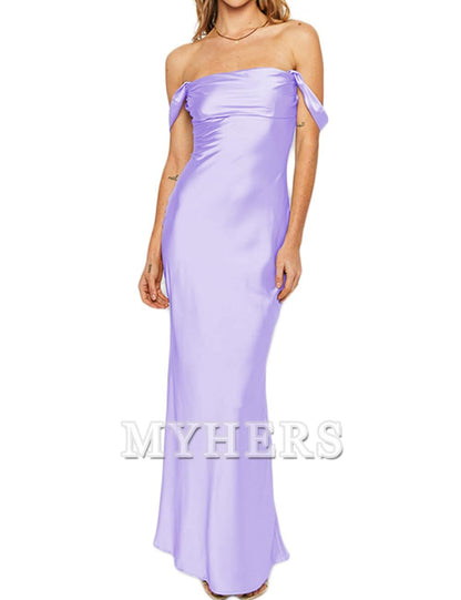 Elegant Off The Shoulder Ruched Backless Maxi Dress Strapless Tube Sleeveless Fitted Bridesmaid Dresses Wedding Guests Dresses