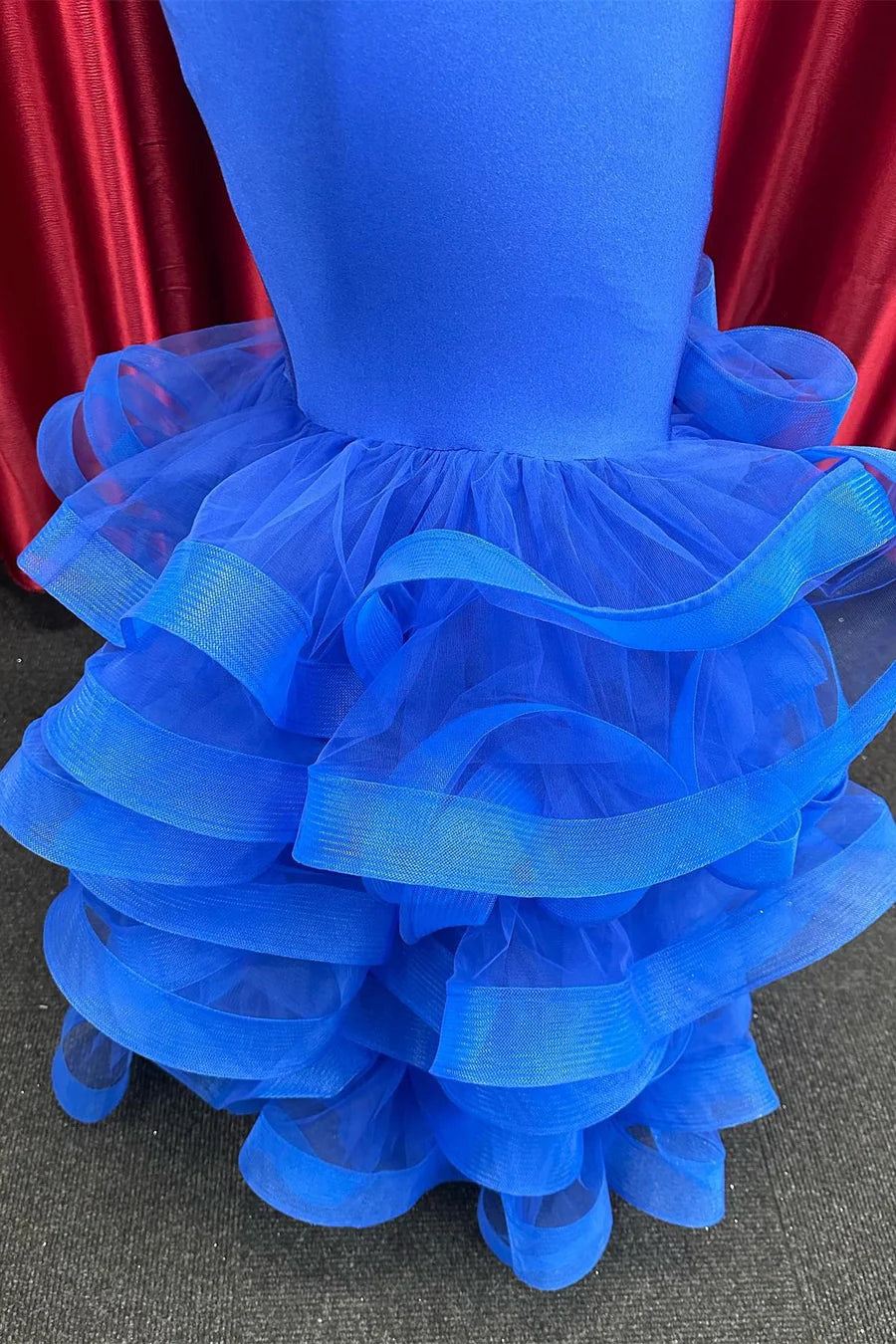Halter Tiered Trumpet Long Formal Dress with Ruffles