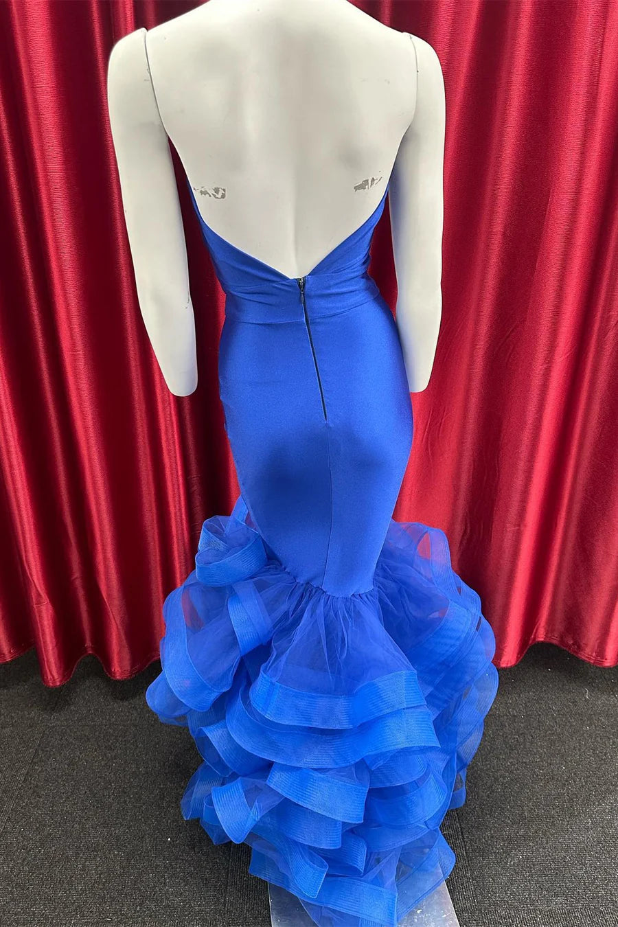 Halter Tiered Trumpet Long Formal Dress with Ruffles