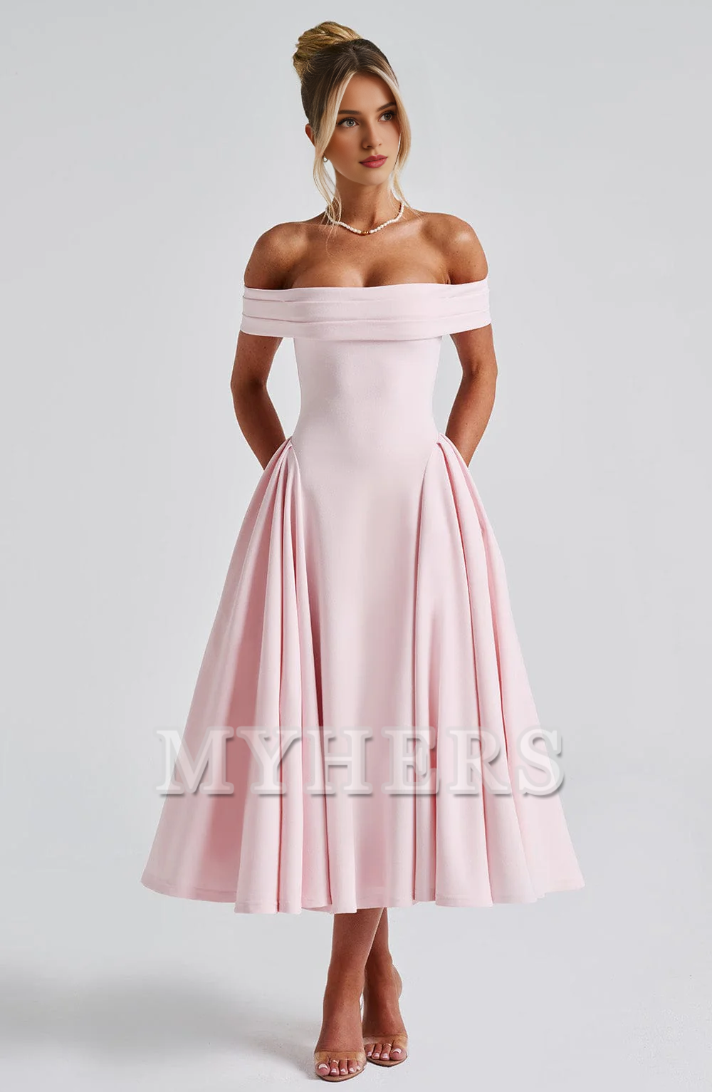 Exquisite Pleated Bateau Neckline High Quality Luxury Dresses Bridesmaid Dresses Wedding Guests Dresses