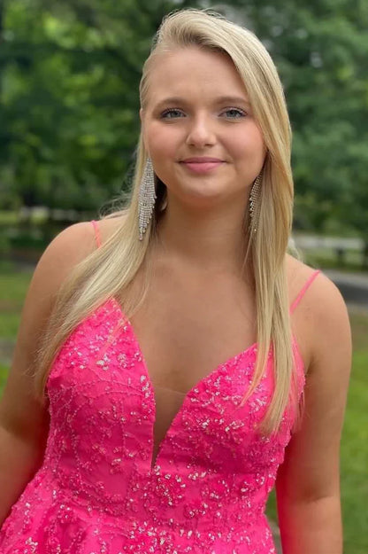 Sequin Lace V-Neck A-Line Homecoming Dress
