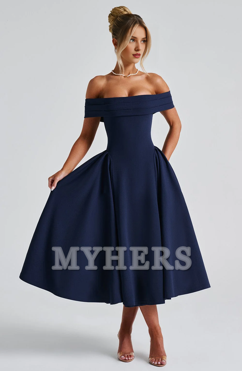 Exquisite Pleated Bateau Neckline High Quality Luxury Dresses Bridesmaid Dresses Wedding Guests Dresses