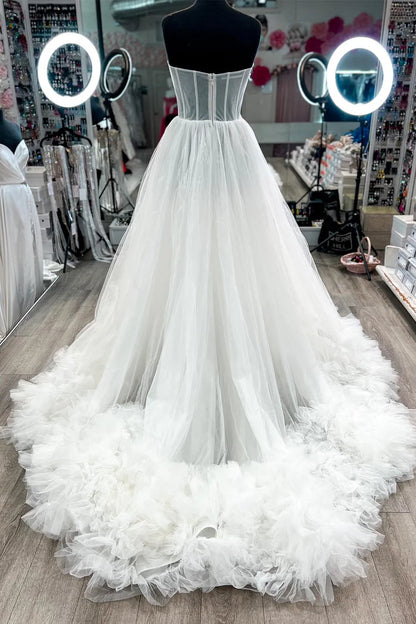 Tulle Strapless Tiered Ball Gown with Ruffles