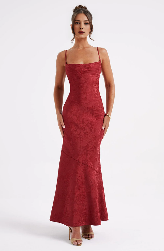 Elegant Cowl Neck Jacquard Lace up Elegant Dresses High Quality Dresses Bridesmaid Dresses Wedding Guests Dresses
