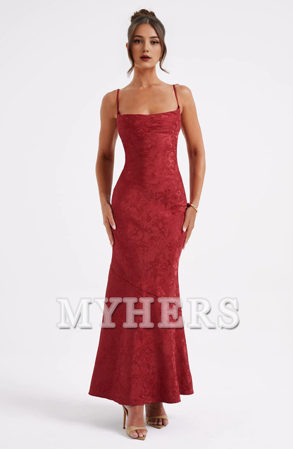 Elegant Cowl Neck Jacquard Lace up Elegant Dresses High Quality Dresses Bridesmaid Dresses Wedding Guests Dresses