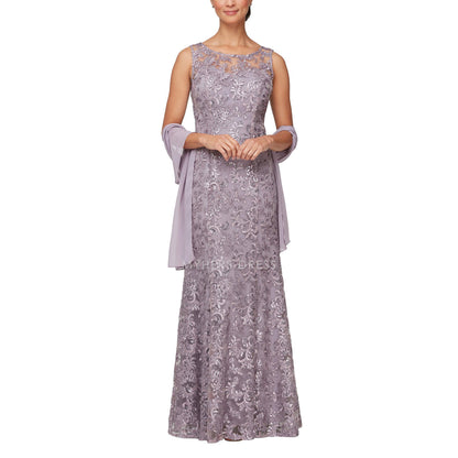 My Hers New Product Mother of The Bride Dress Round Neck Sleeveless Elegant Dignified Dress Long Lace Dress Wedding Guests Dresses