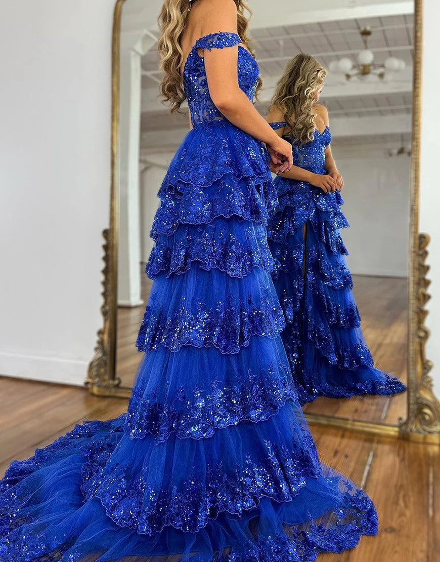 Mermaid Glitter Long Prom Dress With Split