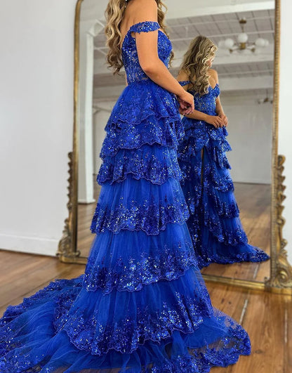 Mermaid Glitter Long Prom Dress With Split