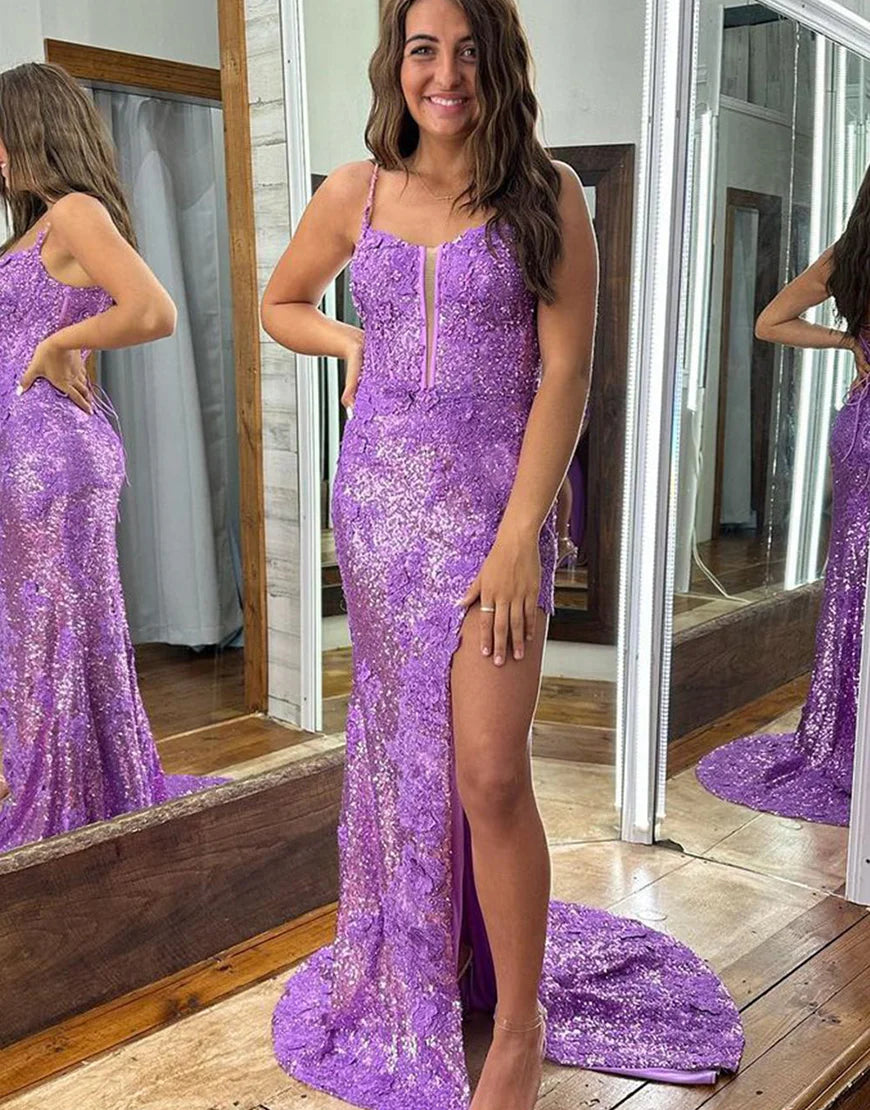 Long High Split Red Prom Dress