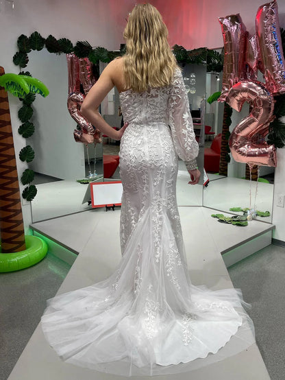 One Shoulder Mermaid Long Prom Dress With Appliques