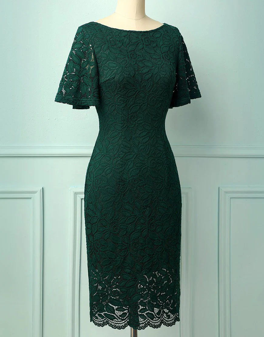 Dark Green Lace Mother of the Bride Dress