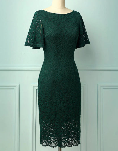 Dark Green Lace Mother of the Bride Dress