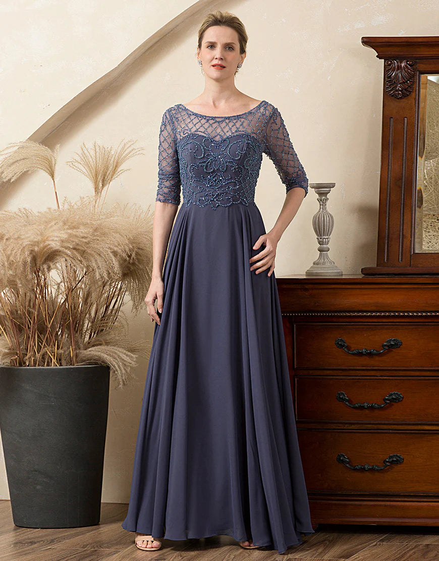 Beading Long Sleeves Mother of Bride Dress