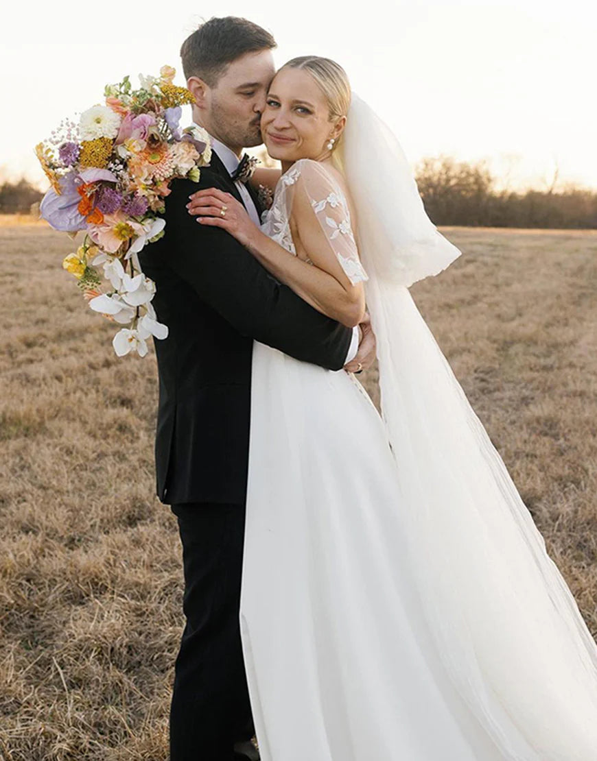 Two Piece Bohemian Wedding Dress with Lace