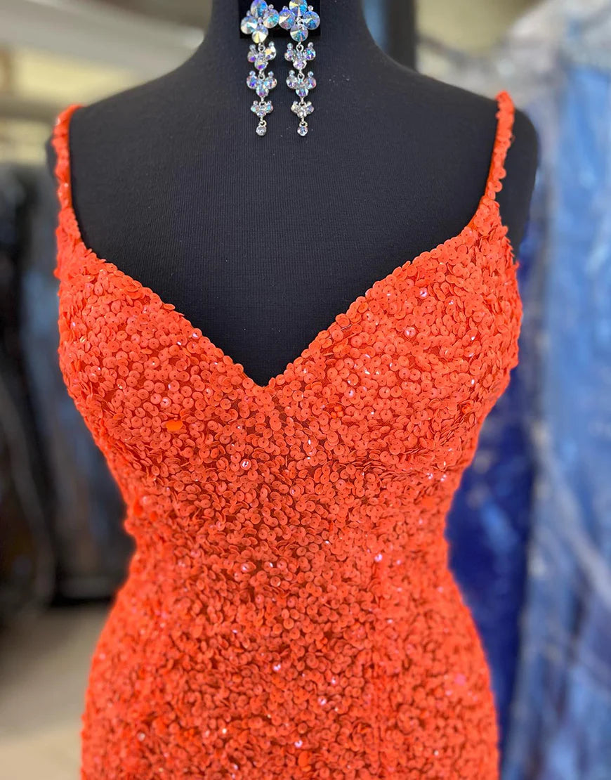 Mermaid Sequinde Backless Long Prom Dress With Slit
