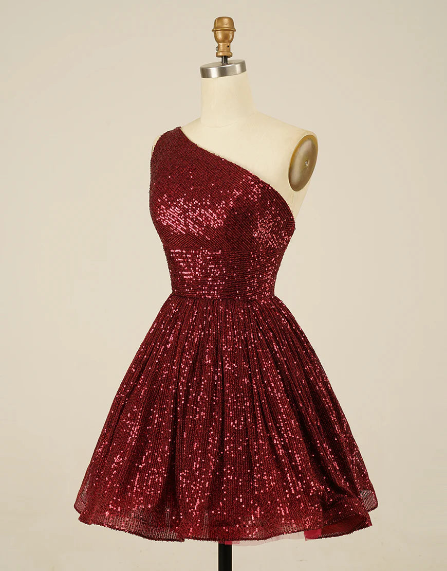 A-line Blue Sequin Homecoming Dress