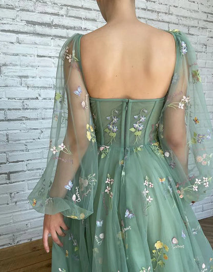 Floral Tulle Homecoming Dress