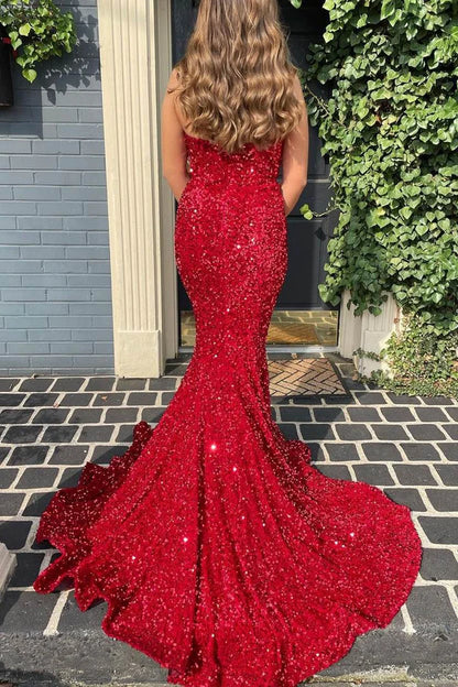 Sequins Trumpet Long Formal Dress with Sweetheart