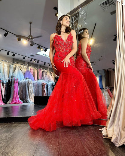 Mermaid Backless Long Prom Dress With Applique