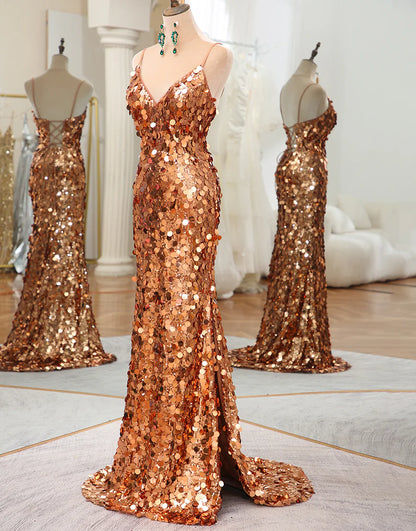 Sequin Silk Long Prom Dress