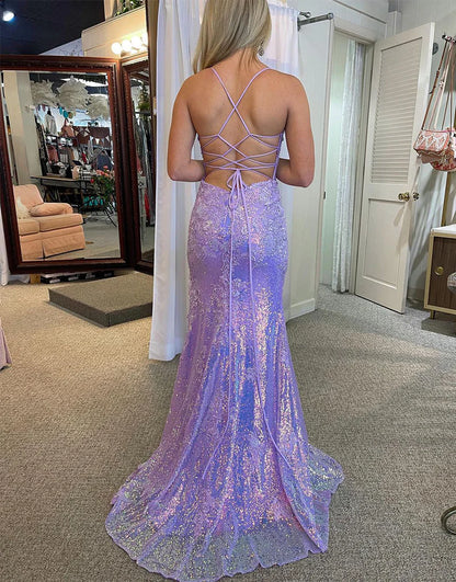 High Split Lilac Long Prom Dress