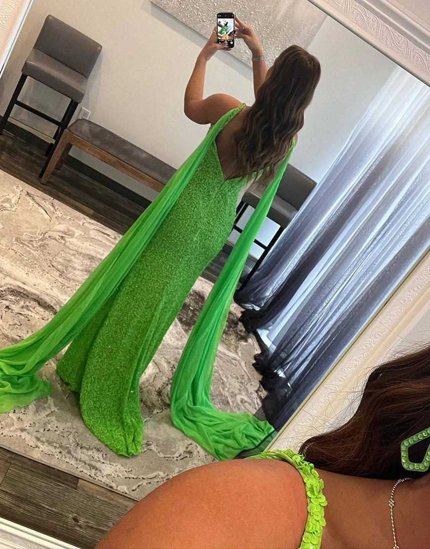 High Slit Long Sequin Prom Dress